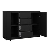 Naia Sideboard w. 4 drawers + 2 doors, 121x50x91, Mat Black