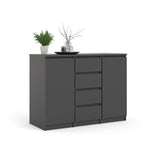 Naia Sideboard w. 4 drawers + 2 doors, 121x50x91, Mat Black