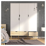 Delta Wardrobe w. 3 doors, White w. Oak structure foil