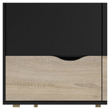 Delta Wardrobe w. 3 doors, matt black w. Oak structure foil