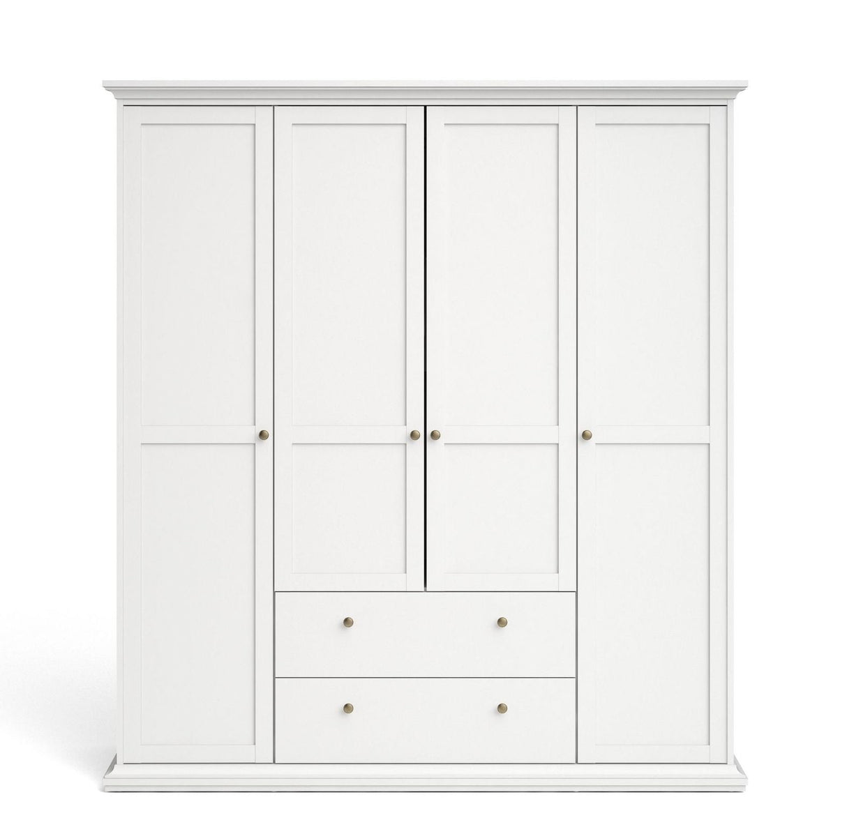 Paris Wardrobe with 4 doors and 2 drawers, 200x181, White