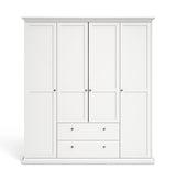 Paris Wardrobe with 4 doors and 2 drawers, 200x181, White