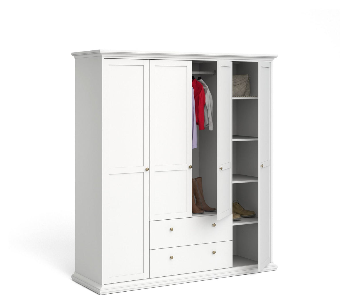 Paris Wardrobe with 4 doors and 2 drawers, 200x181, White