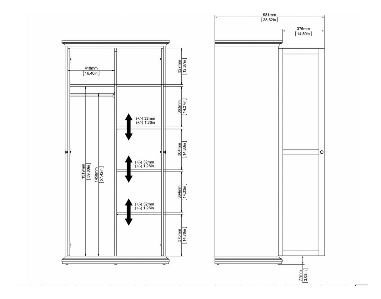 Paris Wardrobe 200x96 - White