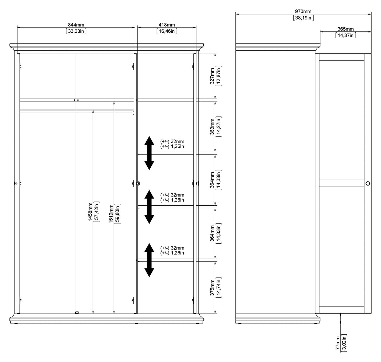 Paris Wardrobe 200x138 - Matte gray