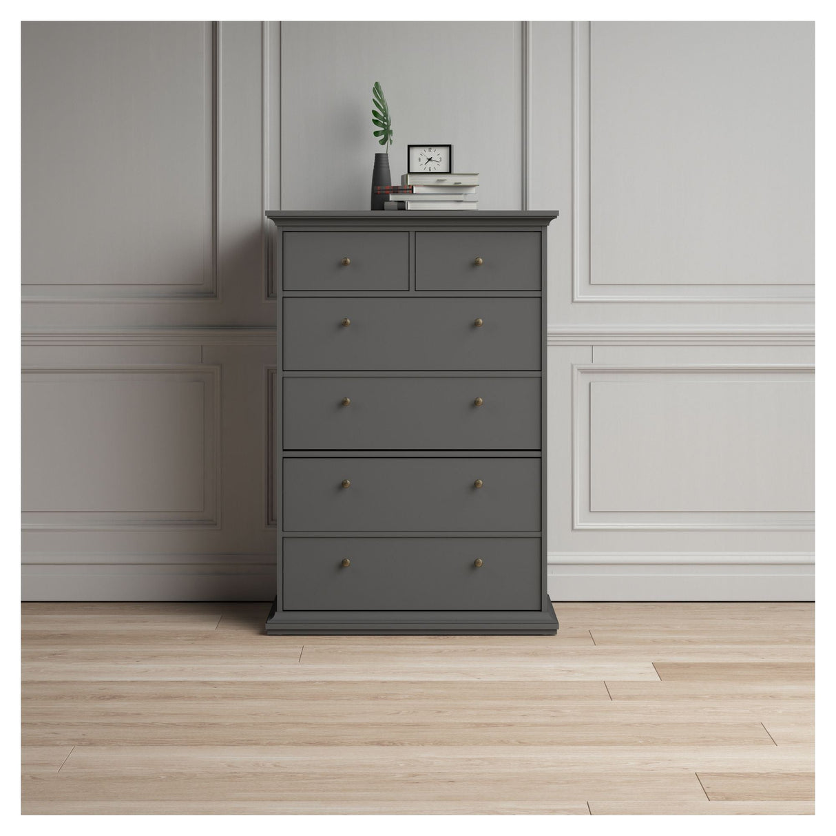 Paris Chest w. 6 drawers - Matte gray