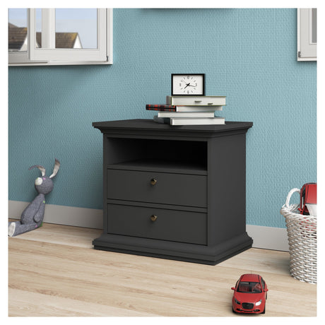 Paris Bedside table with 2 drawers - Mat gray