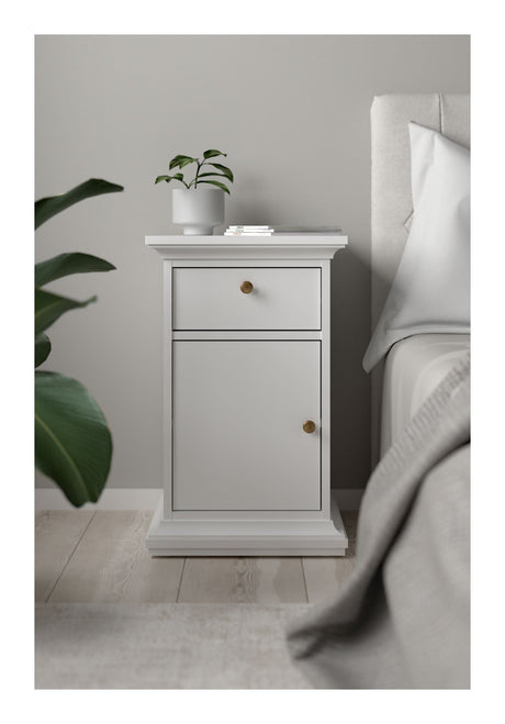 Paris Bedside table with door, white