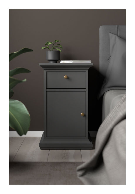 Paris Bedside table with door, matt gray