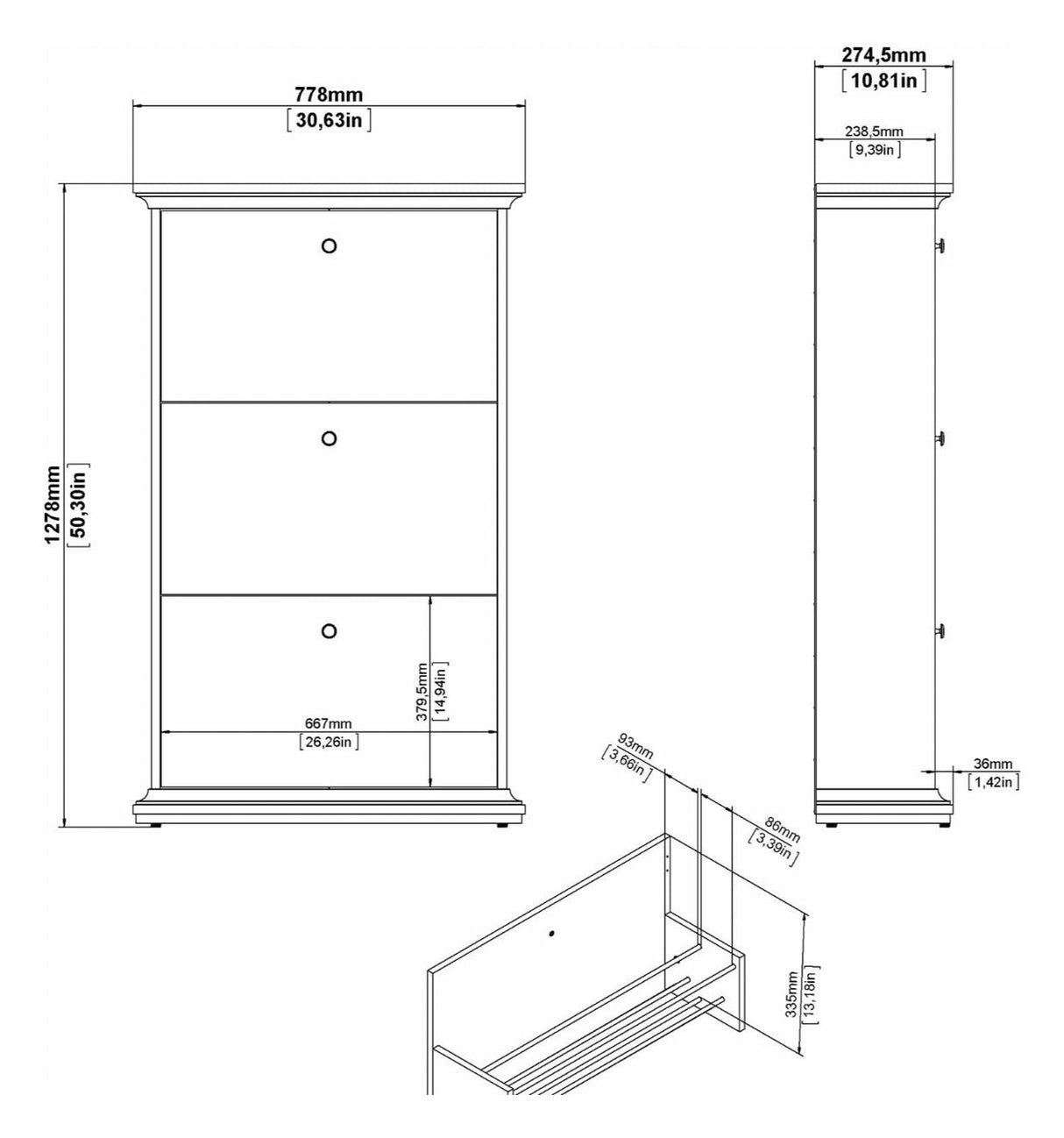 Paris Shoe Cabinet - White