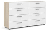 Pepe Double Chest 8 drawers, Oak look, White high gloss