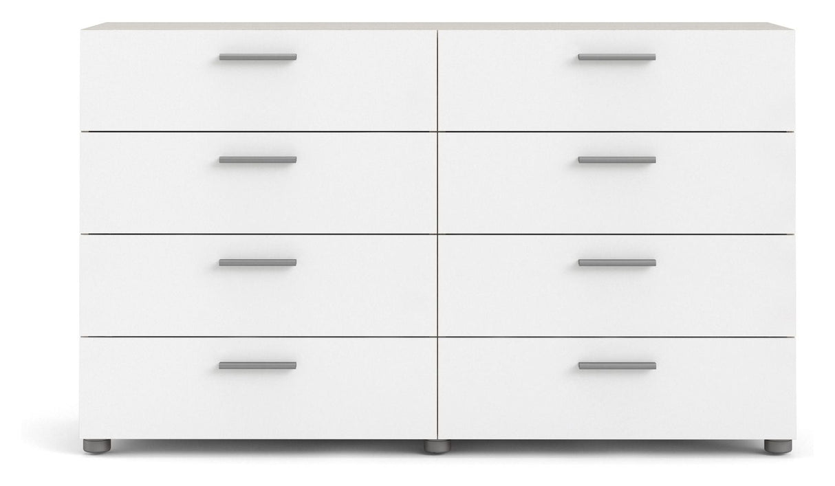 Pepe Double Chest 8 drawers, Oak look, White high gloss