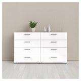 Pepe Double Chest 8 drawers, Oak look, White high gloss