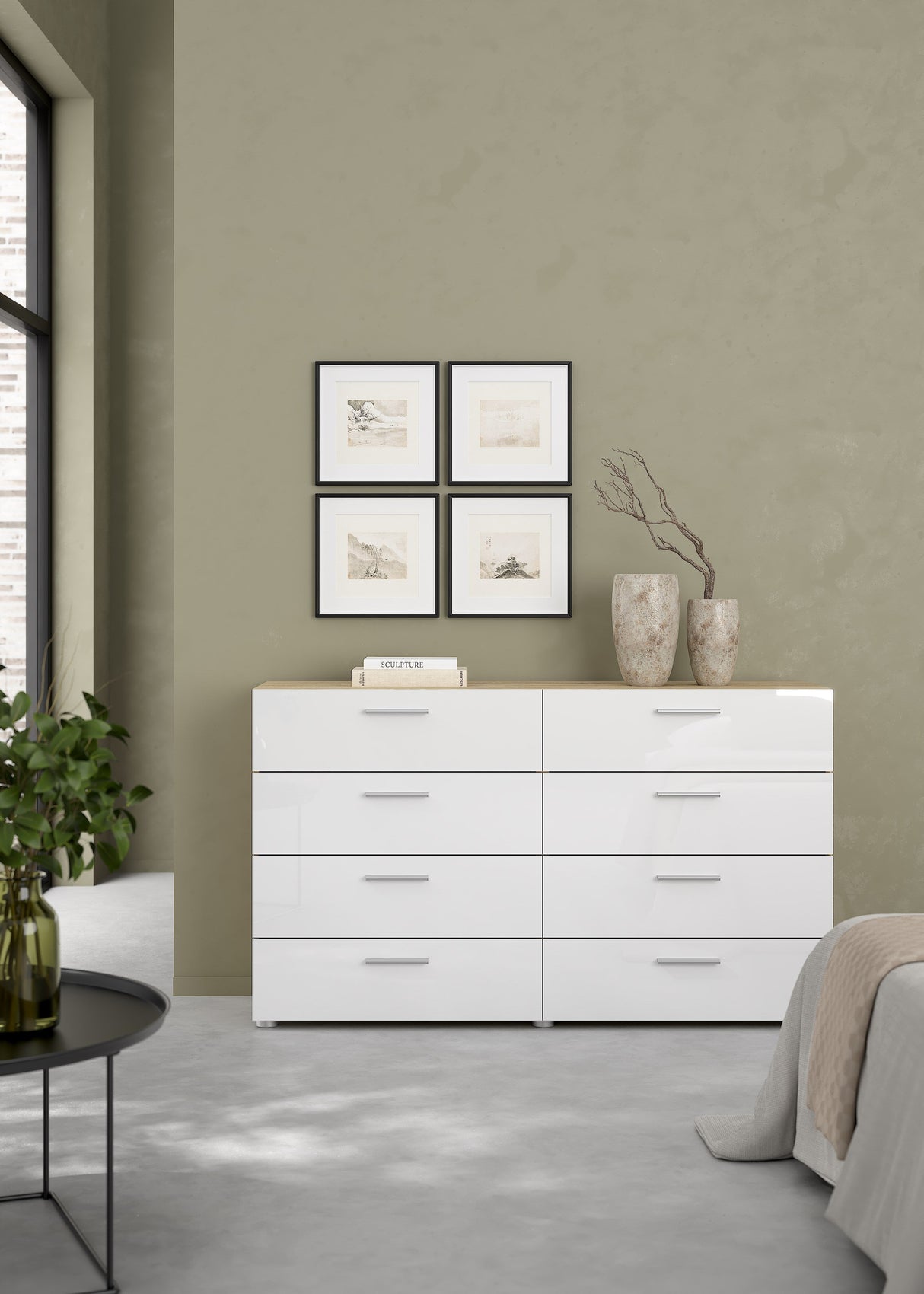 Pepe Double Chest w. 8 drawers, Oak-look/White