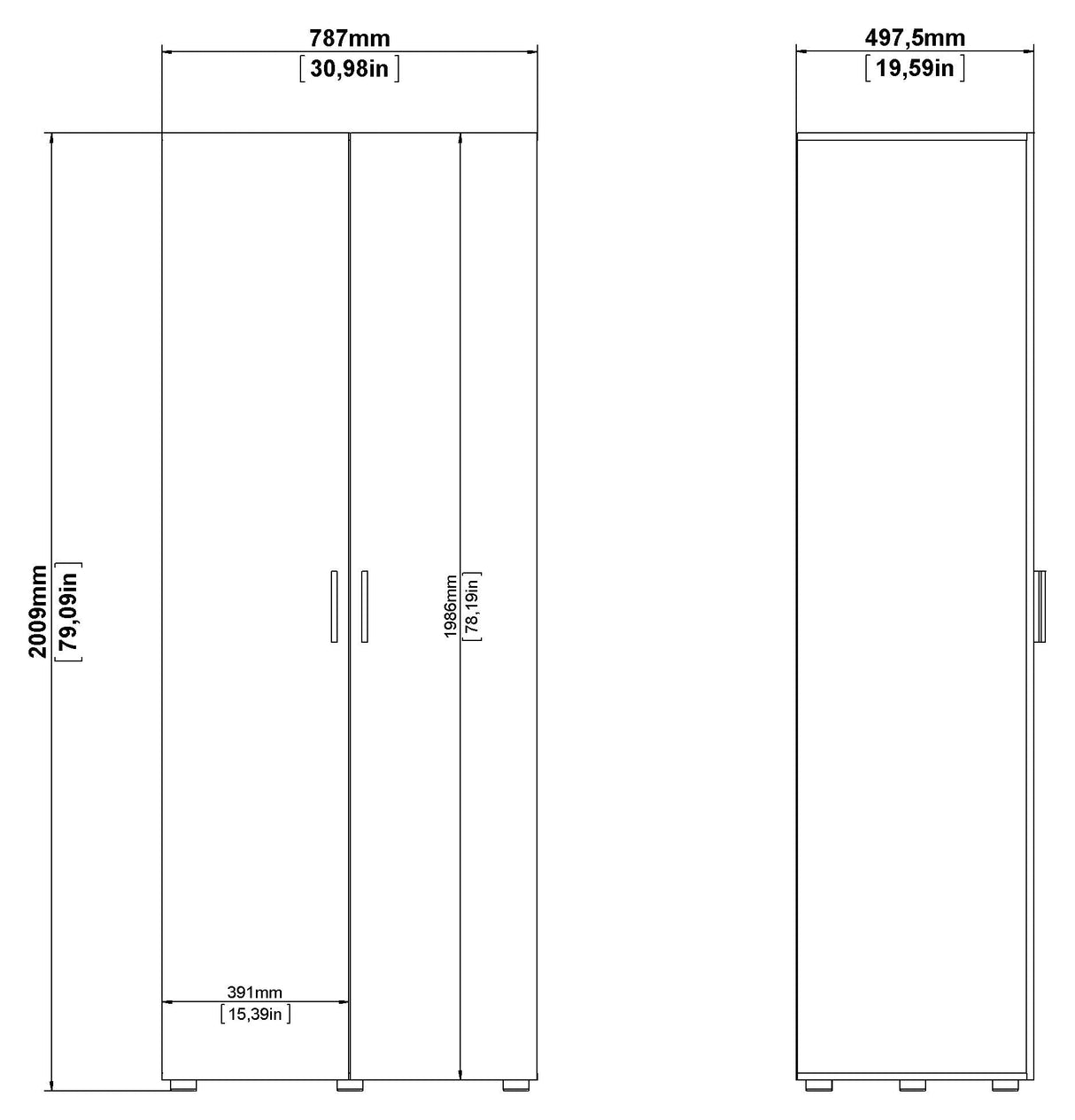 Pepe Wardrobe with 2 doors - Oak