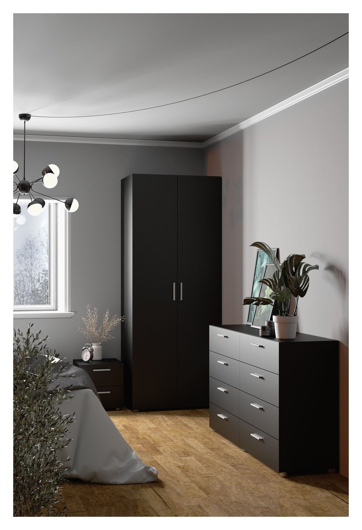 Pepe Wardrobe with 2 doors - Black