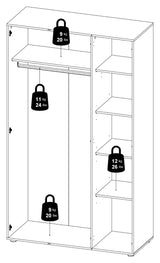 Pepe Wardrobe with 3 doors - Oak structure