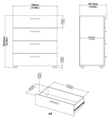 Pepe Chest 4 drawers, Oak look, White high gloss