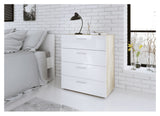 Pepe Chest 4 drawers, Oak look, White high gloss