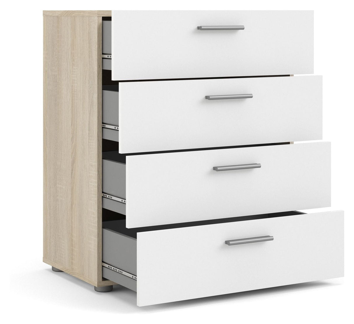 Pepe Chest 4 drawers, Oak look, White high gloss