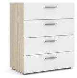 Pepe Chest 4 drawers, Oak look, White high gloss