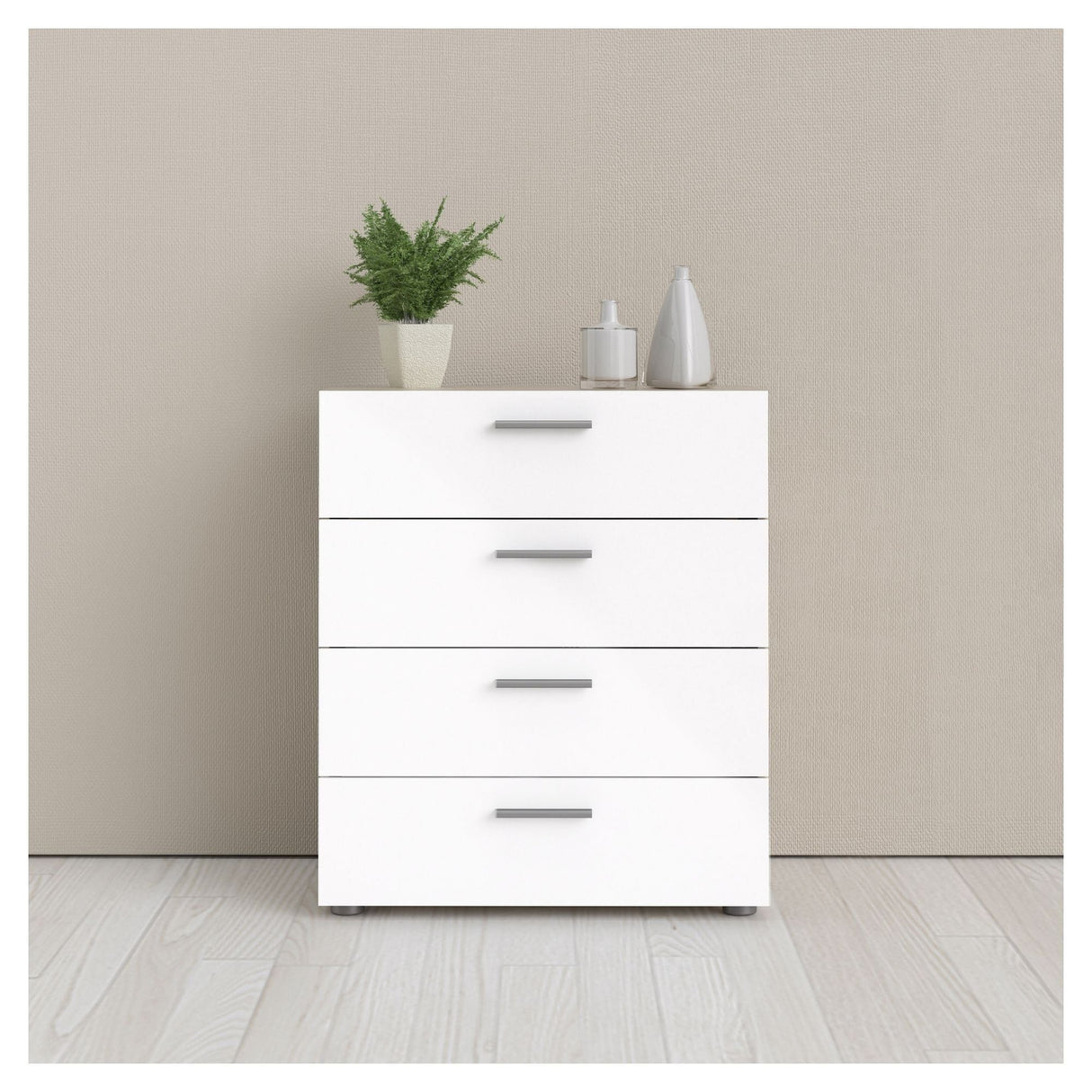 Pepe Chest 4 drawers, Oak look, White high gloss