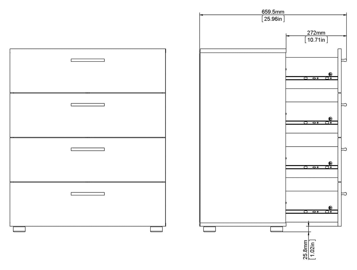 Pepe Chest 4 drawers, Oak look, White high gloss