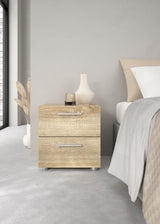 Pepe Bedside table with 2 drawers, 40x40x42, Oak-look