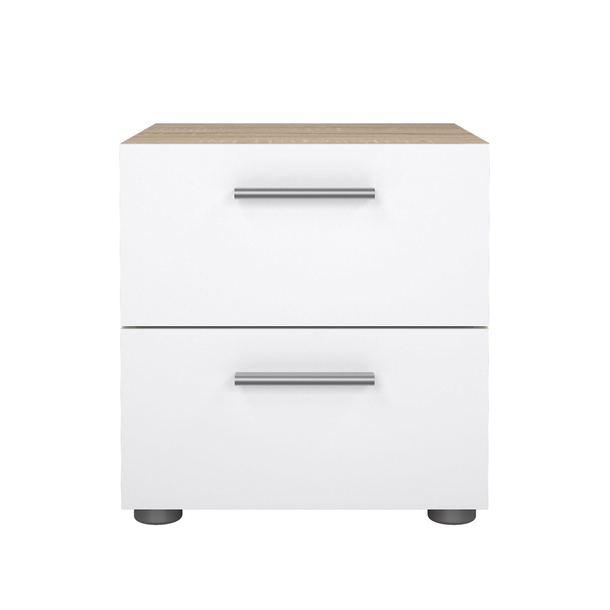 Pepe Bedside table with 2 drawers, 40x40x42, Oak-look/White