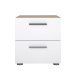 Pepe Bedside table with 2 drawers, 40x40x42, Oak-look/White