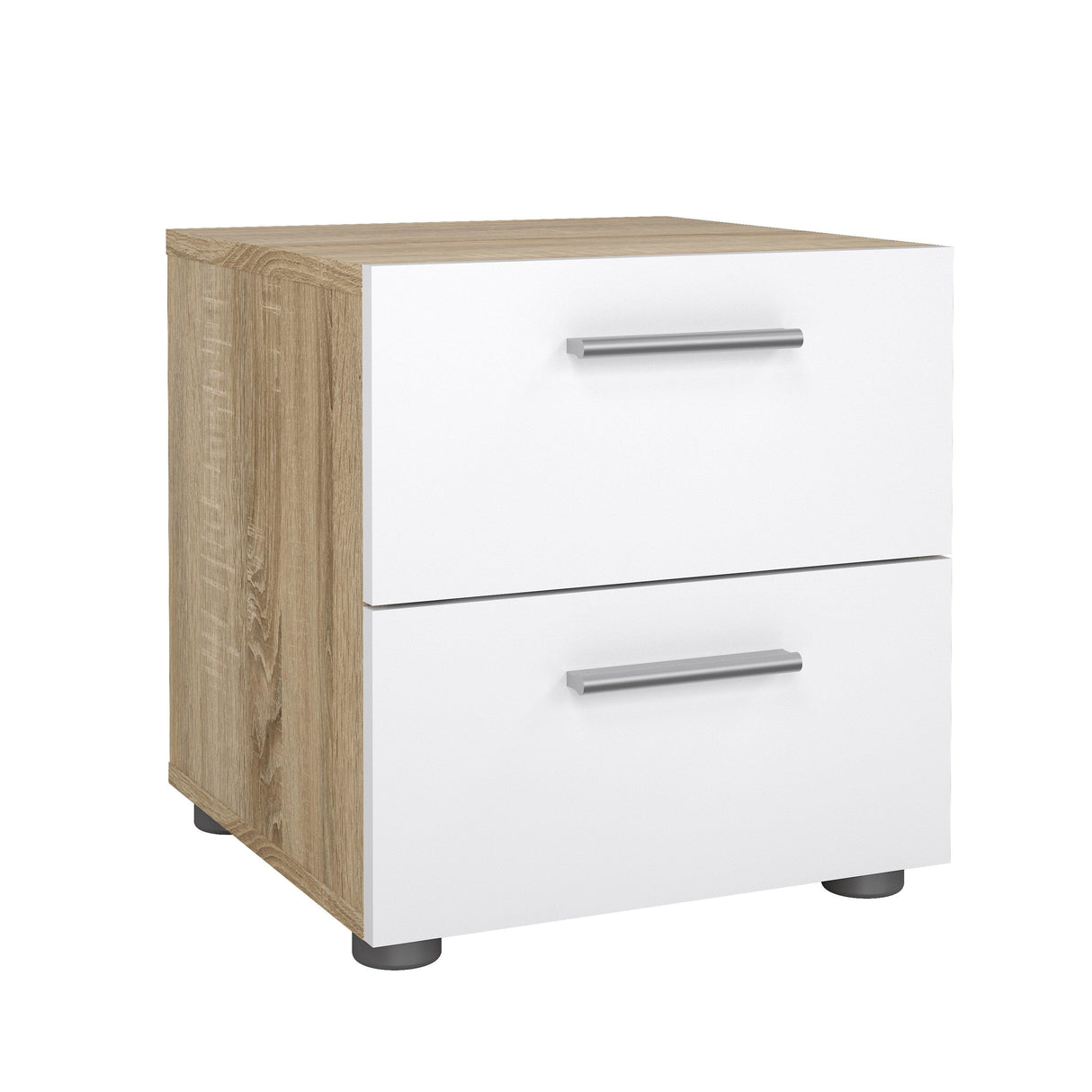 Pepe Bedside table with 2 drawers, 40x40x42, Oak-look/White