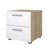 Pepe Bedside table with 2 drawers, 40x40x42, Oak-look/White