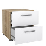 Pepe Bedside table with 2 drawers, 40x40x42, Oak-look/White