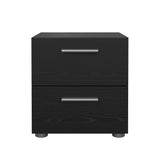 Pepe Bedside table with 2 drawers, 40x40x42, Black Wood Grain