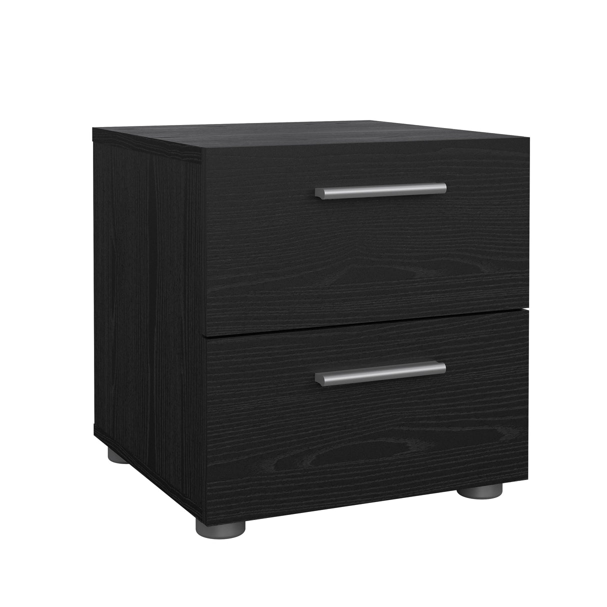 Pepe Bedside table with 2 drawers, 40x40x42, Black Wood Grain