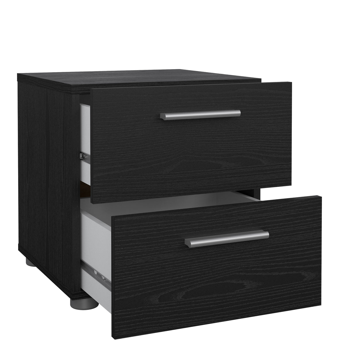 Pepe Bedside table with 2 drawers, 40x40x42, Black Wood Grain