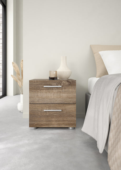 Pepe Bedside table with 2 drawers, 40x40x42, Truffle