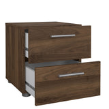 Pepe Bedside table with 2 drawers, 40x40x42, Walnut