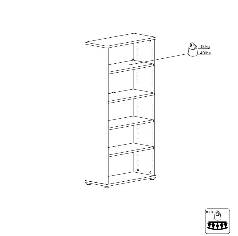 Prima Bookshelf - White w/4 shelves