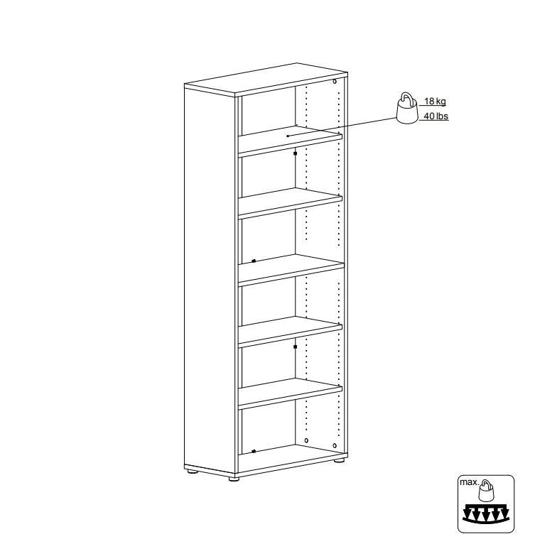 Prima Bookshelf - Light wood / Oak w/5 shelves