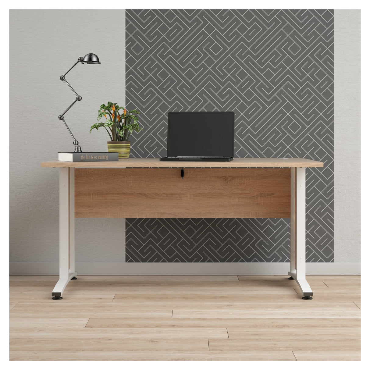 Prima Desk - Light wood 150cm w/white legs