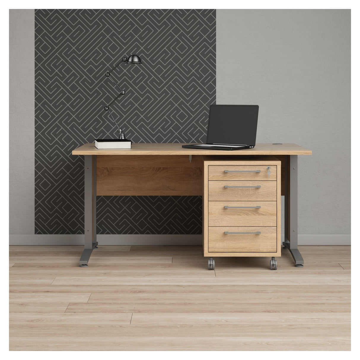 Prima Desk w. drawer module, oak look