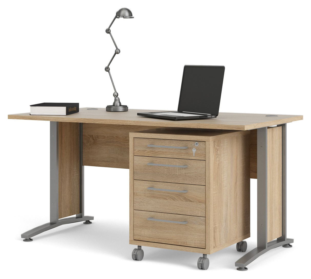 Prima Desk w. drawer module, oak look