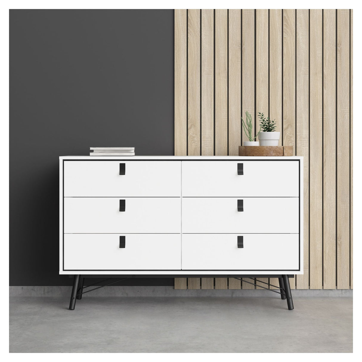 Ry Double chest of drawers 6 drawers, matt white, B: 150