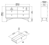 Ry Double chest of drawers 6 drawers, matt black, walnut foil, B: 150