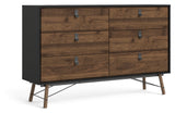 Ry Double chest of drawers 6 drawers, matt black, walnut foil, B: 150