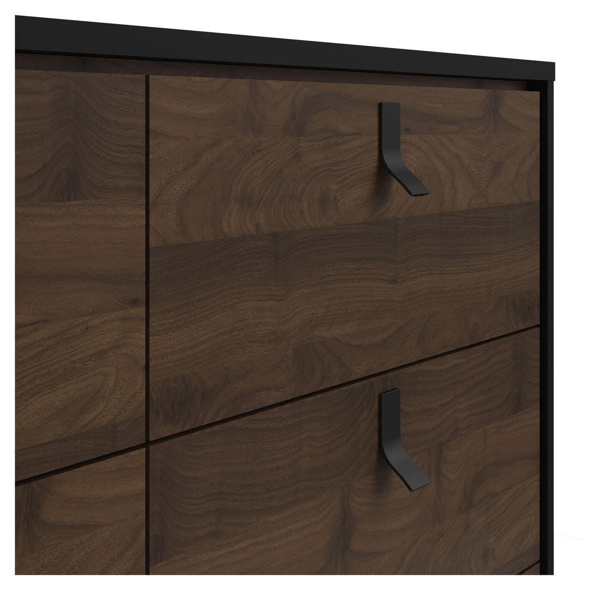 Ry Double chest of drawers 6 drawers, matt black, walnut foil, B: 150