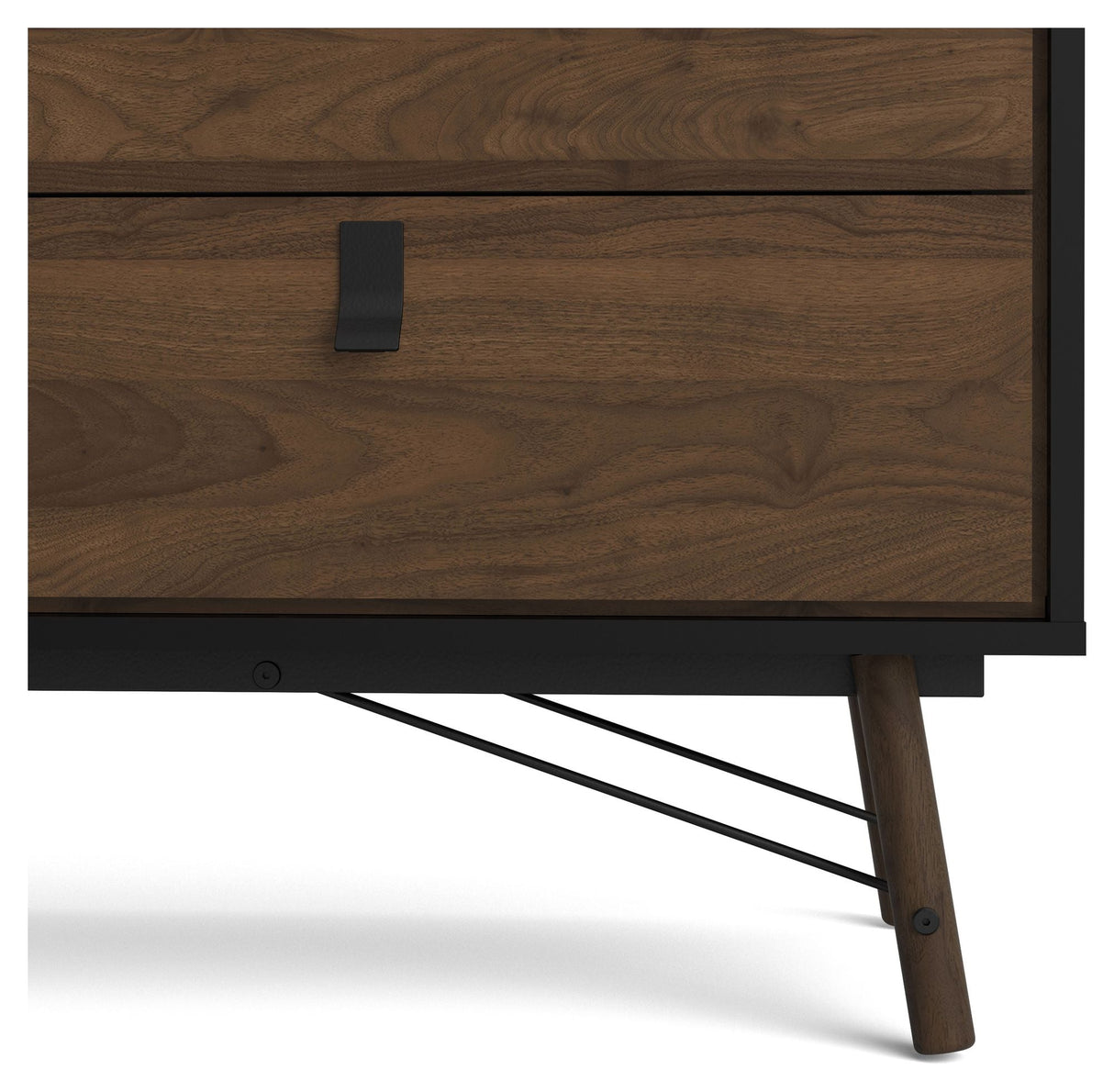 Ry Double chest of drawers 6 drawers, matt black, walnut foil, B: 150