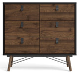 Ry Double Chest of drawers 6 drawers, matte black, walnut foil, B:101