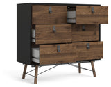 Ry Double Chest of drawers 6 drawers, matte black, walnut foil, B:101